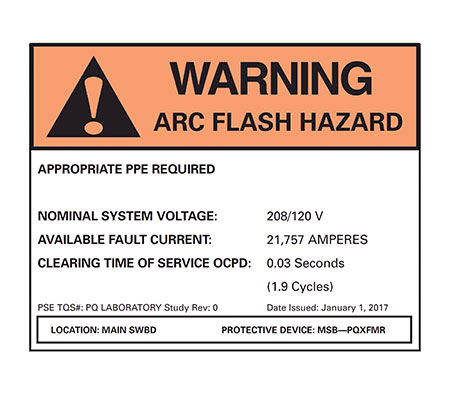 Figure 2. Label as per positive text of requirement of 110.16(B).