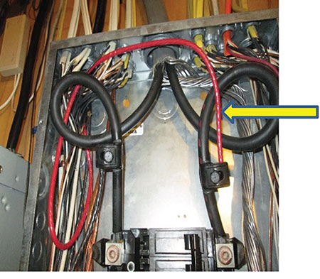 Photo 3. To be considered with this photo, total conductor length from connection to overcurrent protective device cannot exceed 3 m (10 ft), wire bending and splice fill space in the enclosure. Photo by Matt Piantedosi, Cadmus