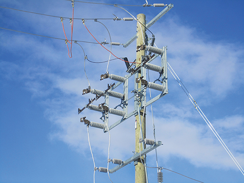 Photo 1. A 46 kV group operated load-break switch in the open position.