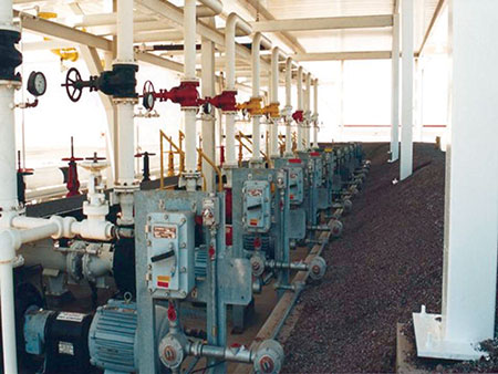Photo 1. Equipment threaded mehal conduit and conduit seals installed in a Class I, Division 1 location