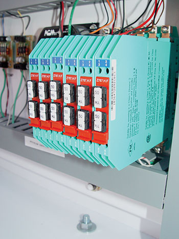 Photo 7. Marks on an intrinsically safe barrier referencing a particular control drawing.