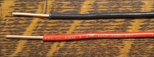Photo 3. Two #14 AWG TEW Insulated Conductors (Equipment Wire) typically installed in control panels.
